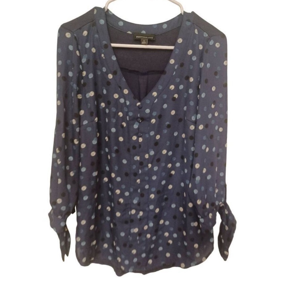 Blue 3/4 Sleeve Polka Dot Blouse Navy pics first pic  is correct color. NWOT